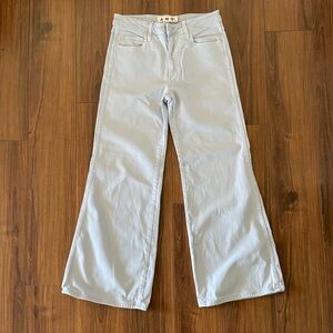 AMO “Elizabeth” Flare Leg Jeans Size 27 Light Blue Sky Wash High Waisted Denim